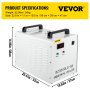 Enfriador industrial VEVOR, enfriador de agua industrial 110V CW-3000, capacidad de enfriamiento de 50W, agua de enfriamiento de capacidad de 10L, enfriador de recirculación de corriente de 0.5-0.7A para máquina de enfriamiento de máquina de grabado de 60W / 80W