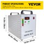 Enfriador industrial VEVOR, enfriador de agua industrial 110V CW-3000, capacidad de enfriamiento de 50W, agua de enfriamiento de capacidad de 10L, enfriador de recirculación de corriente de 0.5-0.7A para máquina de enfriamiento de máquina de grabado de 60W / 80W