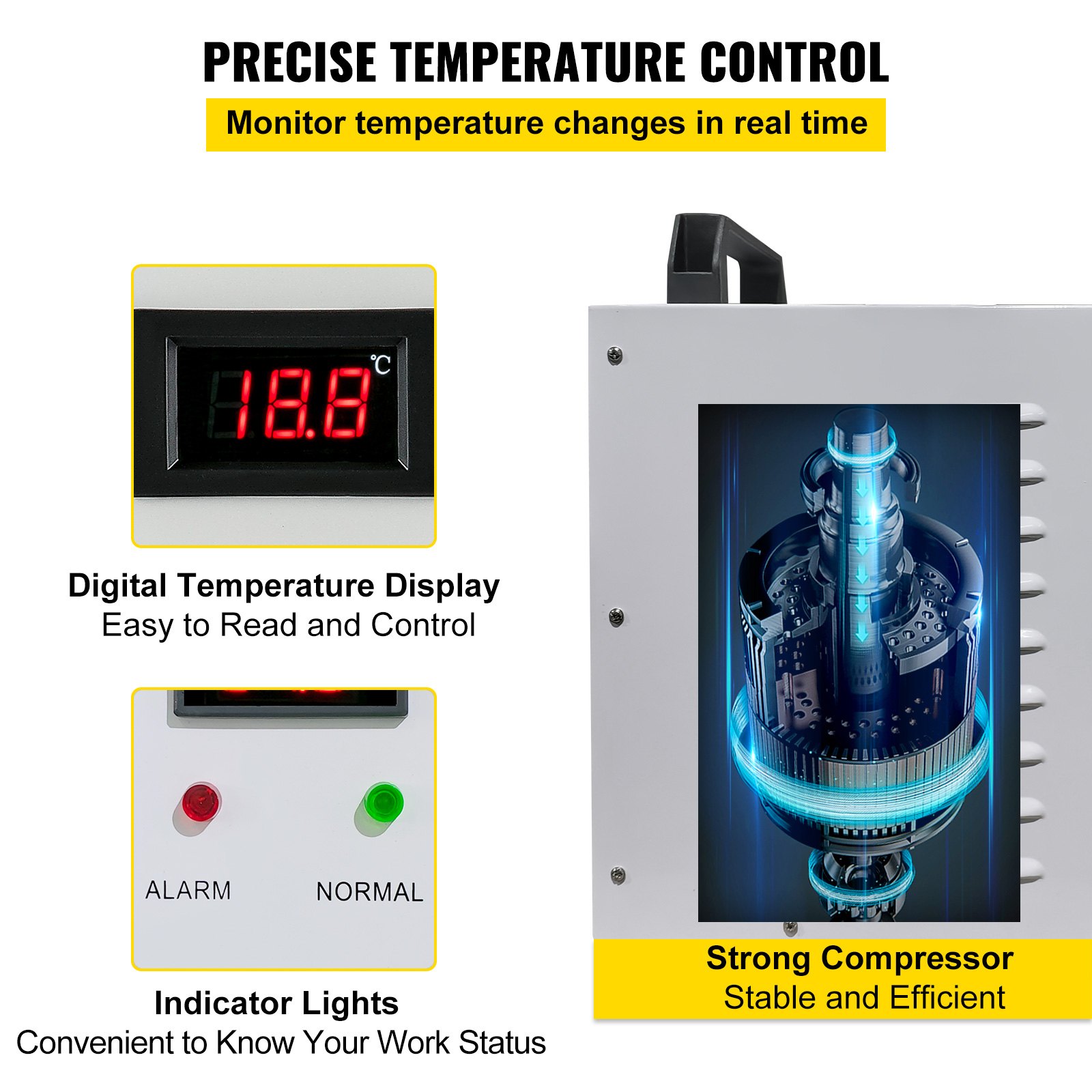 Enfriador industrial VEVOR, enfriador de agua industrial 110V CW-3000, capacidad de enfriamiento de 50W, agua de enfriamiento de capacidad de 10L, enfriador de recirculación de corriente de 0.5-0.7A para máquina de enfriamiento de máquina de grabado de 60W / 80W