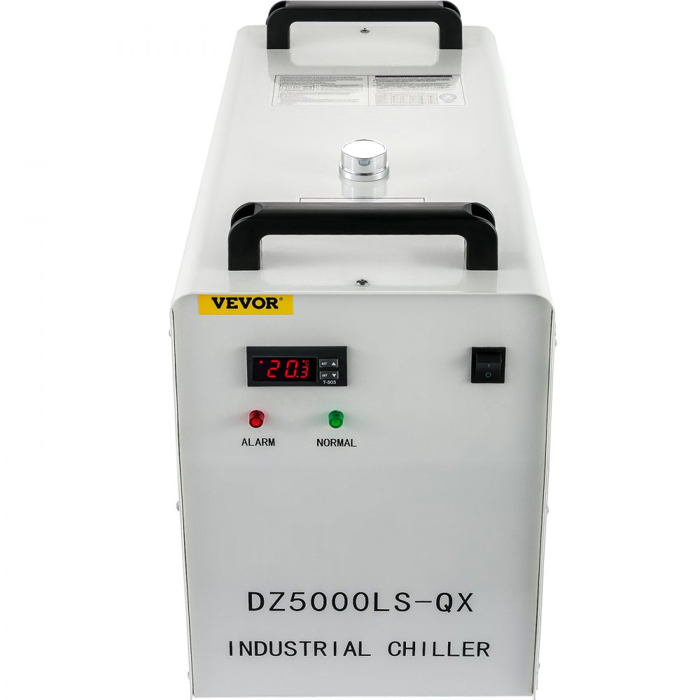 Enfriador industrial VEVOR, enfriador de agua industrial CW-5000 de 110 V, capacidad de enfriamiento de 800 W, agua de enfriamiento de capacidad de 6 l, enfriador de recirculación de corriente de 4.5-7 A para máquina de enfriamiento de máquina de grabado de 80 W/100 W