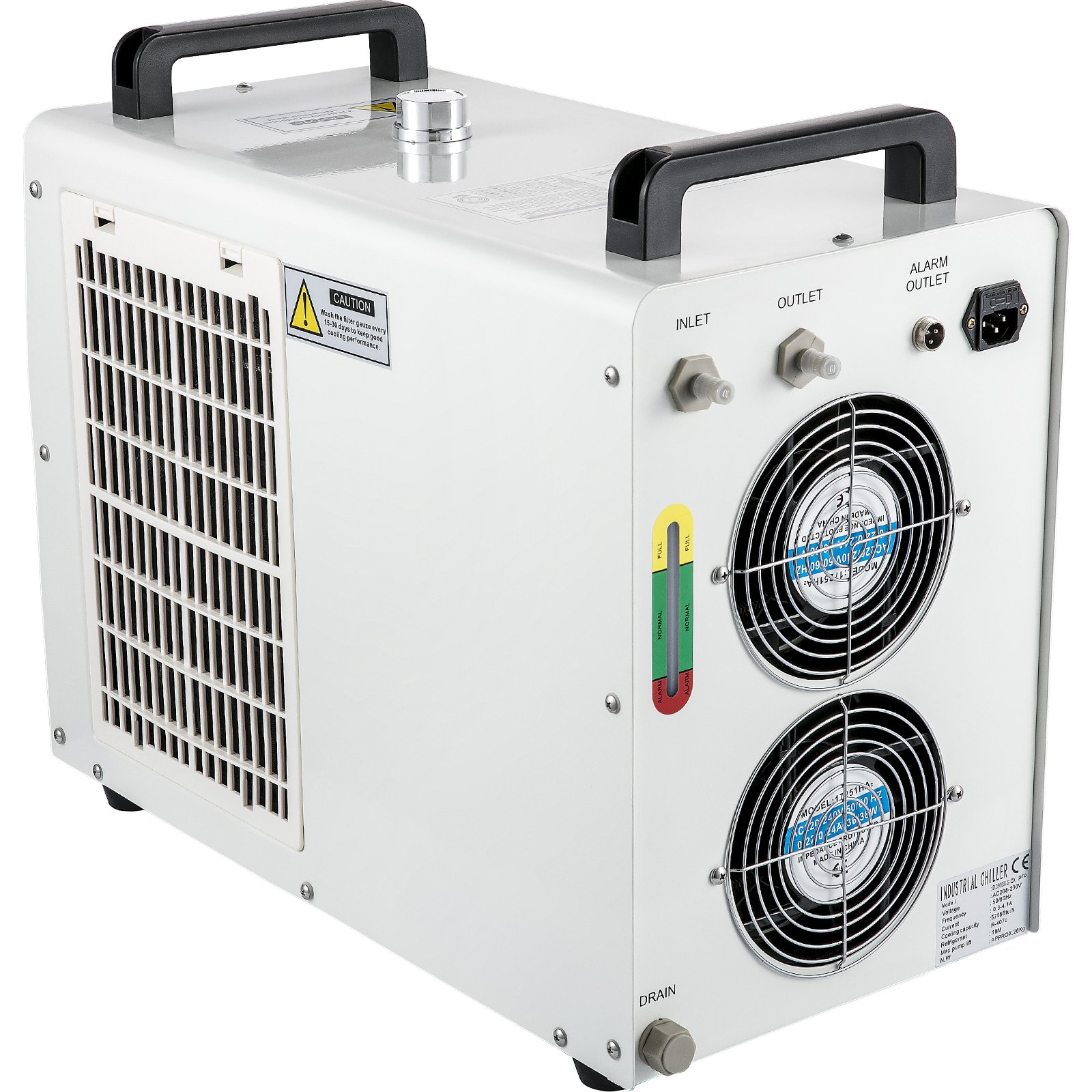 Enfriador industrial VEVOR, enfriador de agua industrial CW-5000 de 110 V, capacidad de enfriamiento de 800 W, agua de enfriamiento de capacidad de 6 l, enfriador de recirculación de corriente de 4.5-7 A para máquina de enfriamiento de máquina de grabado de 80 W/100 W