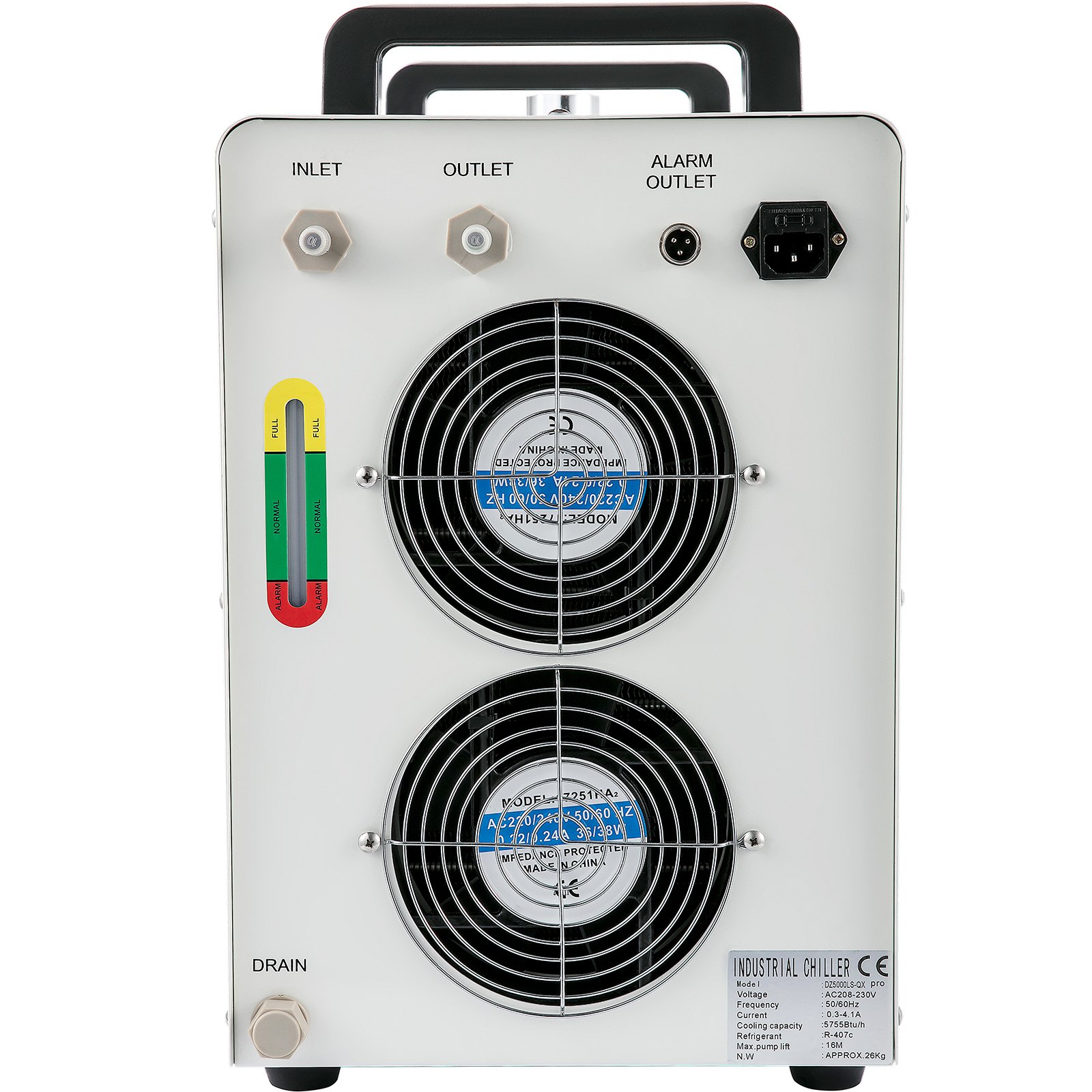 Enfriador industrial VEVOR, enfriador de agua industrial CW-5000 de 110 V, capacidad de enfriamiento de 800 W, agua de enfriamiento de capacidad de 6 l, enfriador de recirculación de corriente de 4.5-7 A para máquina de enfriamiento de máquina de grabado de 80 W/100 W