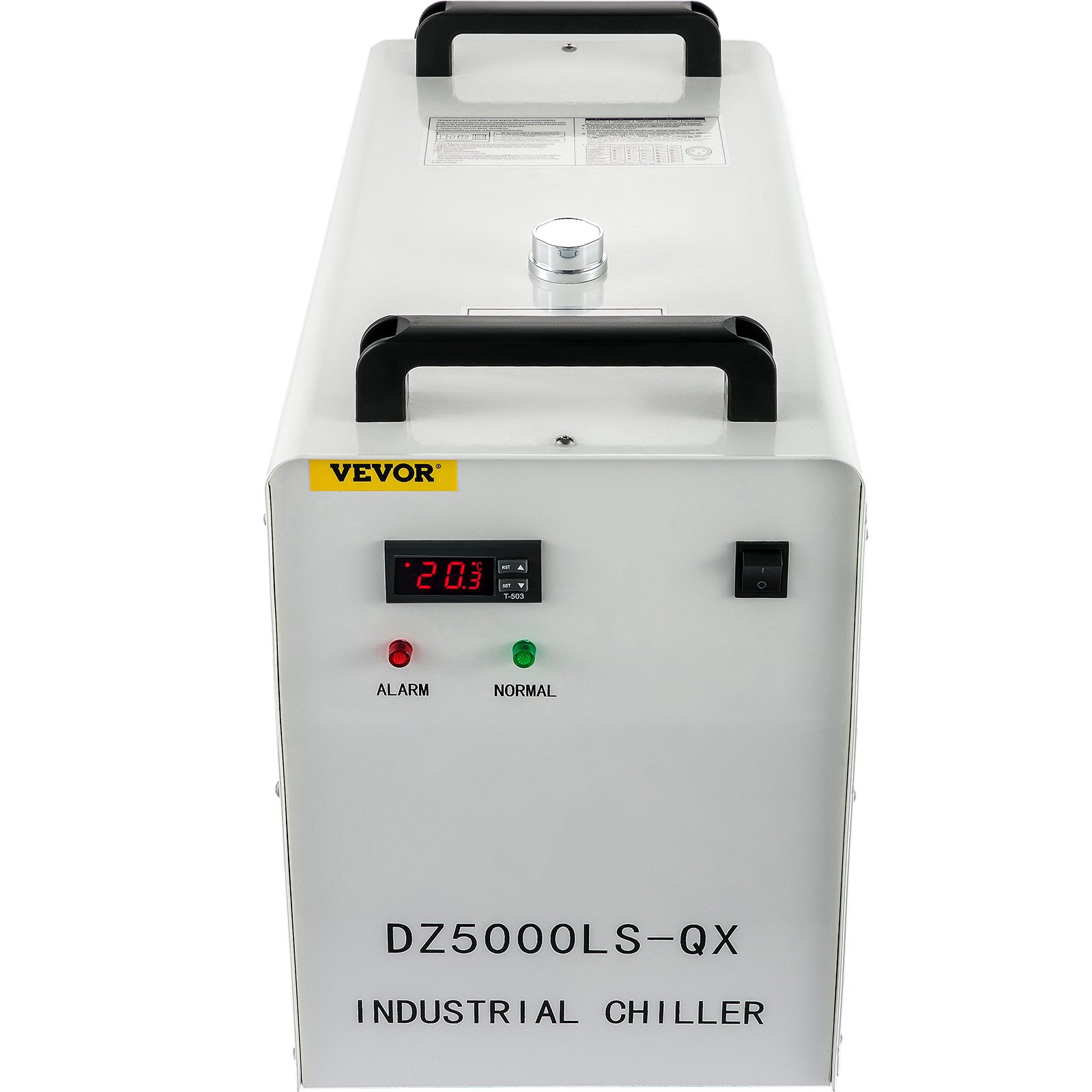 Enfriador industrial VEVOR, enfriador de agua industrial CW-5000 de 110 V, capacidad de enfriamiento de 800 W, agua de enfriamiento de capacidad de 6 l, enfriador de recirculación de corriente de 4.5-7 A para máquina de enfriamiento de máquina de grabado de 80 W/100 W