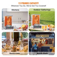 VEVOR Shawarma Grill Machine, 13 libras de capacidad, máquina de cocina de pollo Shawarma con 2 quemadores, asador eléctrico vertical Gyro asador horno Doner Kebab, para el hogar restaurante cocina fiestas