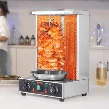 VEVOR Shawarma Grill Machine, 13 libras de capacidad, máquina de cocina de pollo Shawarma con 2 quemadores, asador eléctrico vertical Gyro asador horno Doner Kebab, para el hogar restaurante cocina fiestas