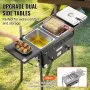 VEVOR Freidora de propano para exteriores, freidora comercial de doble quemador, cocina de acero inoxidable de 16 cuartos con cestas, tapas y tanques extraíbles, carrito de freidora de aceite con term