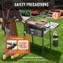 VEVOR Freidora de propano para exteriores, freidora comercial de doble quemador, cocina de acero inoxidable de 16 cuartos con cestas, tapas y tanques extraíbles, carrito de freidora de aceite con term