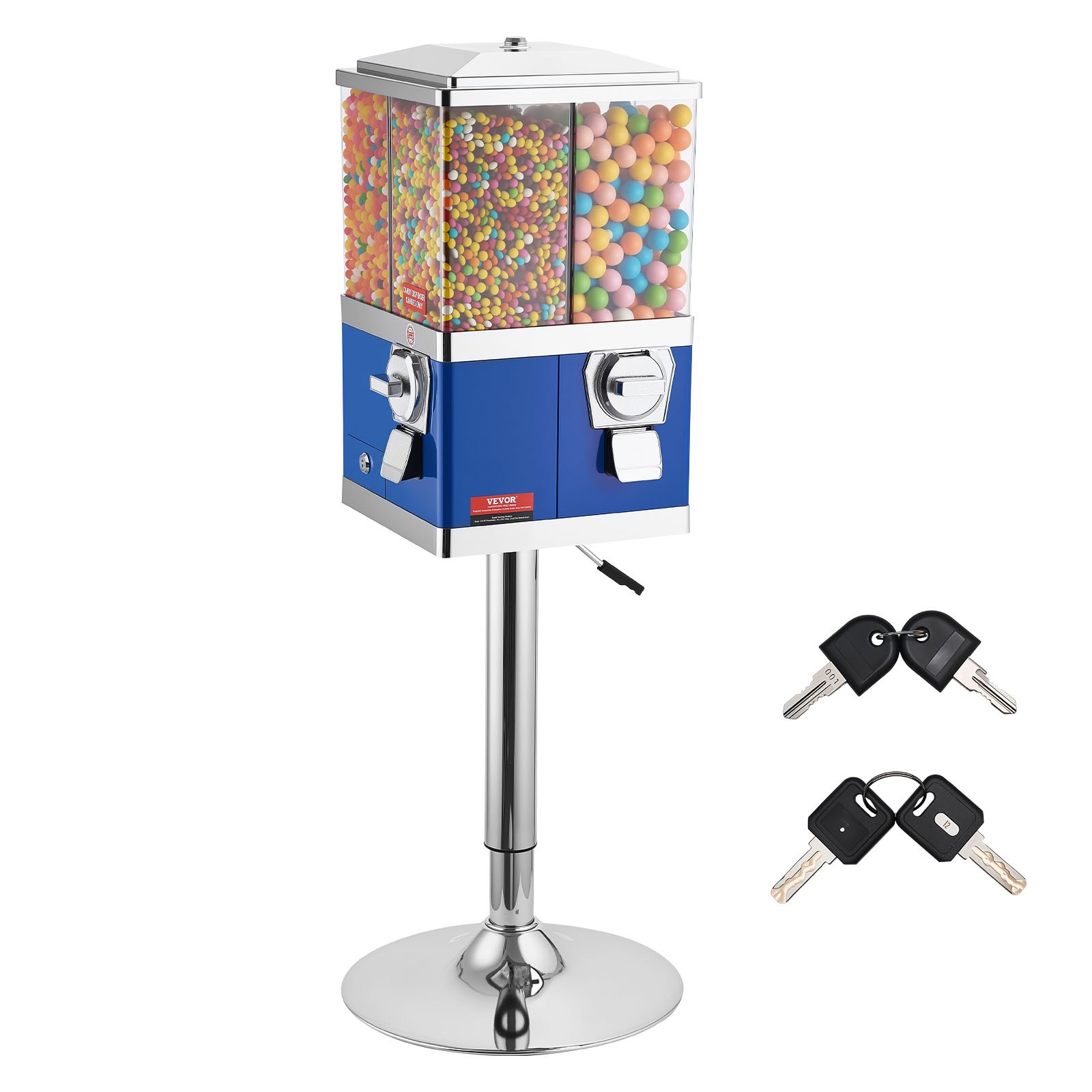 VEVOR Candy Vending Machine, Four Compartment Candy Vending Machine with Stand, Gumball & Candies Vendings Machines with Adjustable Height, Vintage Candies Dispenser for Shop, Arcade, Family Gathering