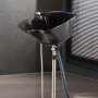 VEVOR Lavabo Portátil para Champú Lavabo Profundo para Lavar el Cabello de Altura y Ángulo Ajustables con Manguera de Drenaje, Cabezal de Ducha para Peluquería, Salón de Belleza, Centro de Spa, Negro