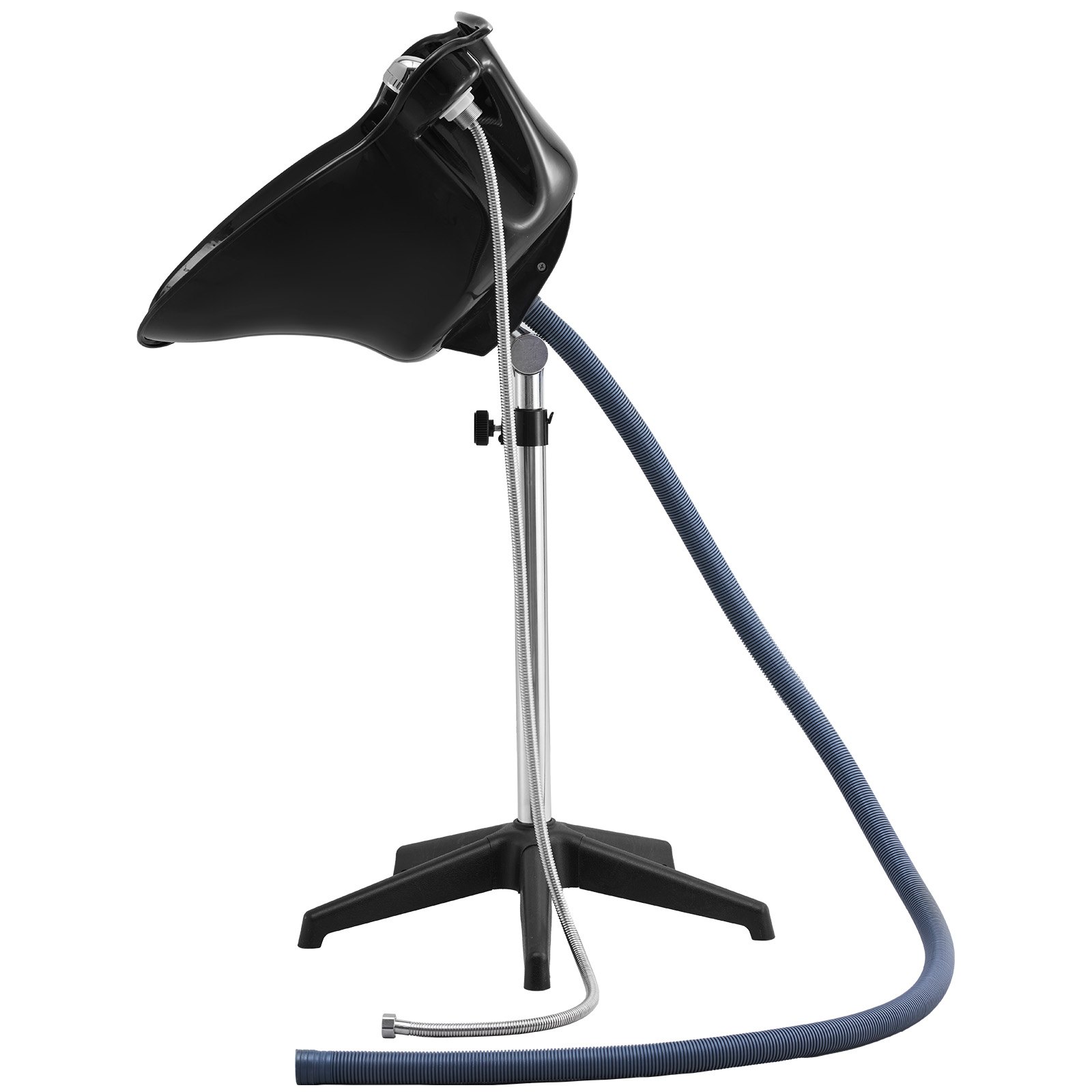 VEVOR Lavabo Portátil para Champú Lavabo Profundo para Lavar el Cabello de Altura y Ángulo Ajustables con Manguera de Drenaje, Cabezal de Ducha para Peluquería, Salón de Belleza, Centro de Spa, Negro