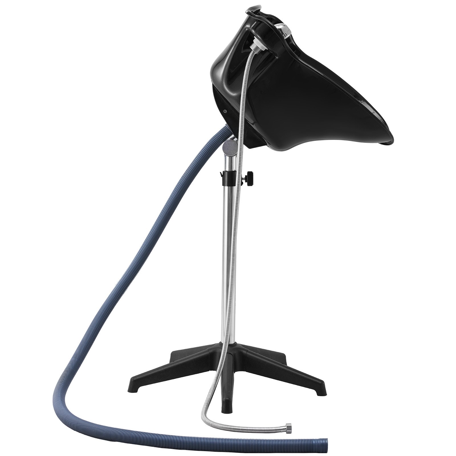 VEVOR Lavabo Portátil para Champú Lavabo Profundo para Lavar el Cabello de Altura y Ángulo Ajustables con Manguera de Drenaje, Cabezal de Ducha para Peluquería, Salón de Belleza, Centro de Spa, Negro