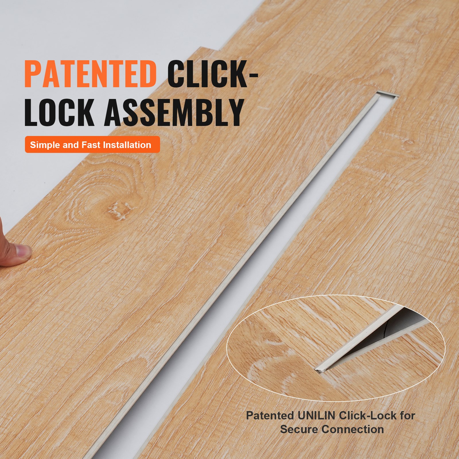 VEVOR Baldosas de Vinilo Entrelazadas de 1120 x 185 mm, 10 Baldosas de 5,5 mm de Grosor que Se Unen, Pisos de Bricolaje de Grano de Madera Natural para Cocina, Comedor, Dormitorios y Baños de su Hogar