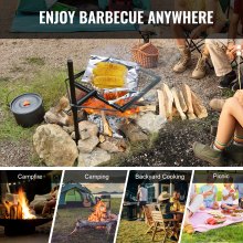 VEVOR Parrilla giratoria para fogatas, parrilla para hogueras sobre fogatas, rejillas para parrillas de acero resistente, equipo de cocina al aire libre ajustable de 360° para fuego abierto, parrillas portátiles para acampar al aire libre