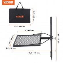 VEVOR Parrilla giratoria para fogatas, parrilla para hogueras sobre fogatas, rejillas para parrillas de acero resistente, equipo de cocina al aire libre ajustable de 360° para fuego abierto, parrillas portátiles para acampar al aire libre
