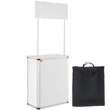 Mesa de mostrador de promoción VEVOR, mesa de podio portátil para ferias comerciales, 30,91" x 14,96" x 71,46", mostrador de exhibición, stand de feria con pared, podio emergente con estante de almacenamiento/bolsa de transporte
