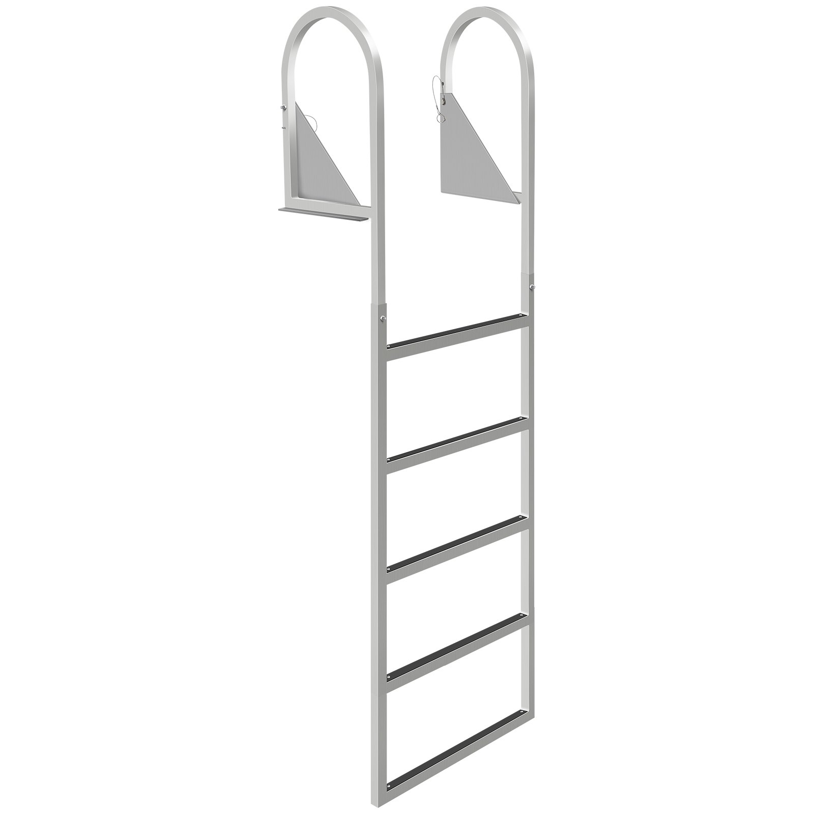 Escaleras de muelle VEVOR abatibles hacia arriba, escalera de muelle con alfombrilla de goma, escalera de baño de aluminio de 5 peldaños, cada peldaño 21.5" x 1.2", carga de 350 libras, para lago, embarque marino, piscina