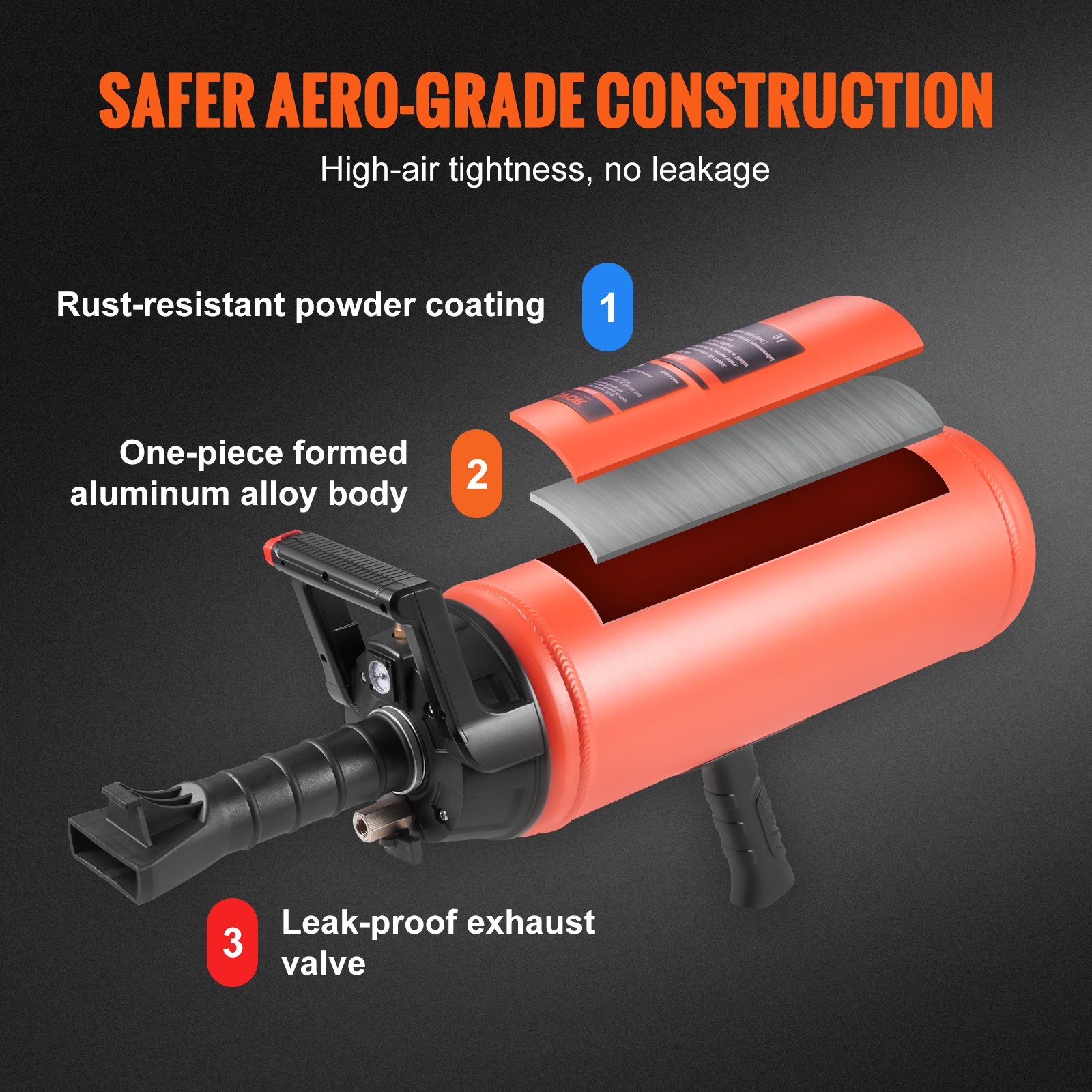 VEVOR Tire Bead Blaster, 150 PSI, inflador neumático portátil de 2.4 gal/9 L, herramienta de inflado portátil, 87-116 PSI para reparación de neumáticos de camiones, vehículos todo terreno, automóviles y tractores.