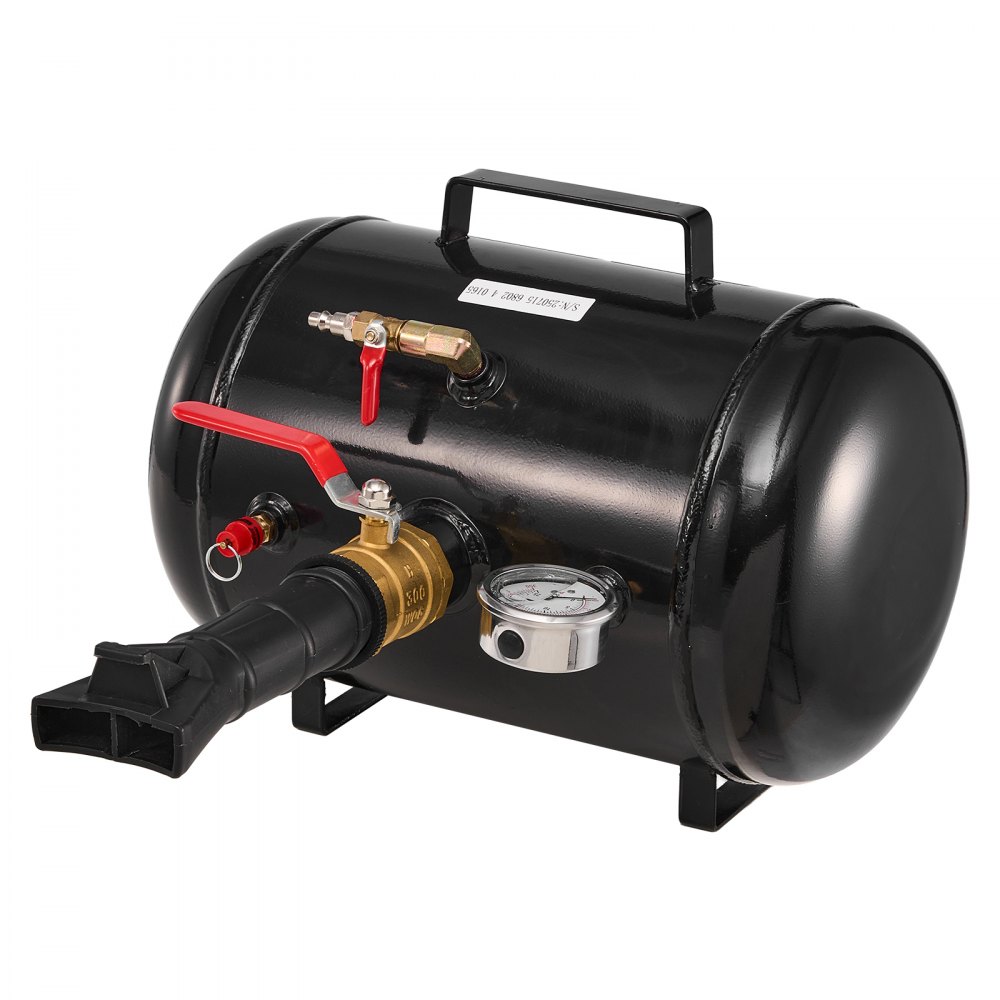 Inflador de talón de neumáticos VEVOR, 18,9 L (5 galones), herramienta de alta resistencia, presión de funcionamiento de 87-116 PSI, inflador de gatillo neumático para camionetas, camiones, cuatrimotos, jeeps, furgonetas, tractores cortacésped y vehículos recreativos, negro