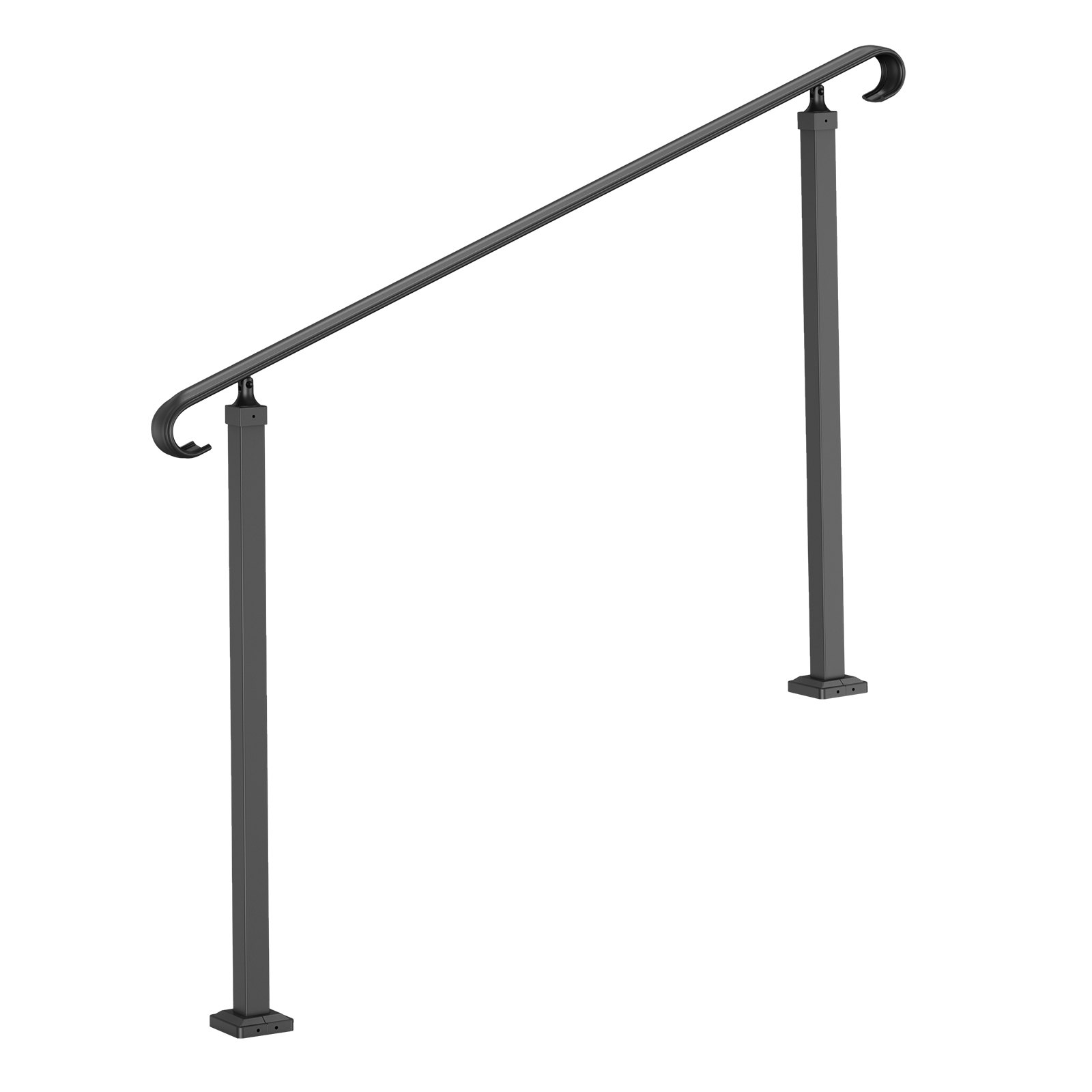 Pasamanos VEVOR, pasamanos de acero negro con dos postes de soporte.