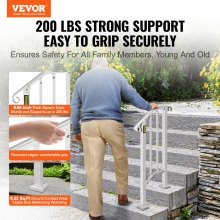 Pasamanos de hierro forjado VEVOR para pasamanos de 1 o 2 escalones, riel de escalera para exteriores n.° 1 con kit de instalación para escalones para exteriores, pasamanos, color blanco mate