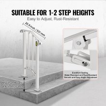 Pasamanos de hierro forjado VEVOR para pasamanos de 1 o 2 escalones, riel de escalera para exteriores n.° 1 con kit de instalación para escalones para exteriores, pasamanos, color blanco mate