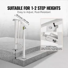 Pasamanos de hierro forjado VEVOR para pasamanos de 1 o 2 escalones, riel de escalera para exteriores n.° 1 con kit de instalación para escalones para exteriores, pasamanos, color blanco mate