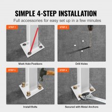 Pasamanos de hierro forjado VEVOR para pasamanos de 1 o 2 escalones, riel de escalera para exteriores n.° 1 con kit de instalación para escalones para exteriores, pasamanos, color blanco mate