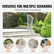 Pasamanos de hierro forjado VEVOR para pasamanos de 1 o 2 escalones, riel de escalera para exteriores n.° 1 con kit de instalación para escalones para exteriores, pasamanos, color blanco mate