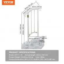 Pasamanos de hierro forjado VEVOR para pasamanos de 1 o 2 escalones, riel de escalera para exteriores n.° 1 con kit de instalación para escalones para exteriores, pasamanos, color blanco mate