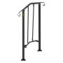Pasamanos para exterior VEVOR de metal negro con dos postes y extremos curvados decorativos.