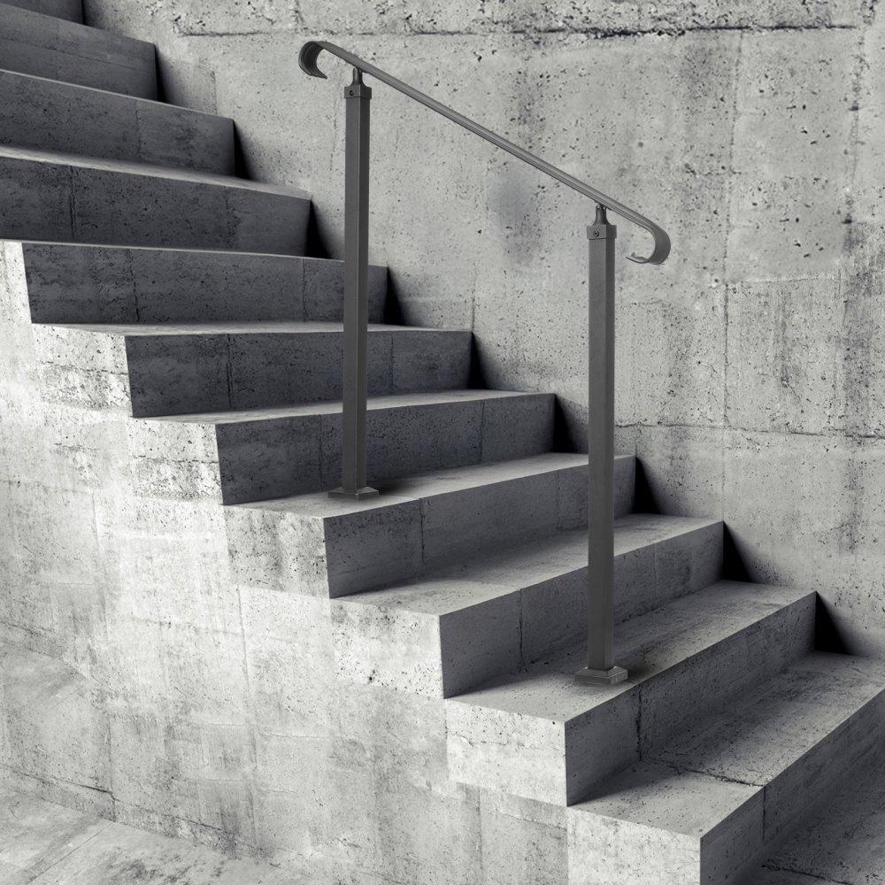 VEVOR Barandilla de Hierro Forjado Pasamanos Exterior para 1-3 Escalones Negro