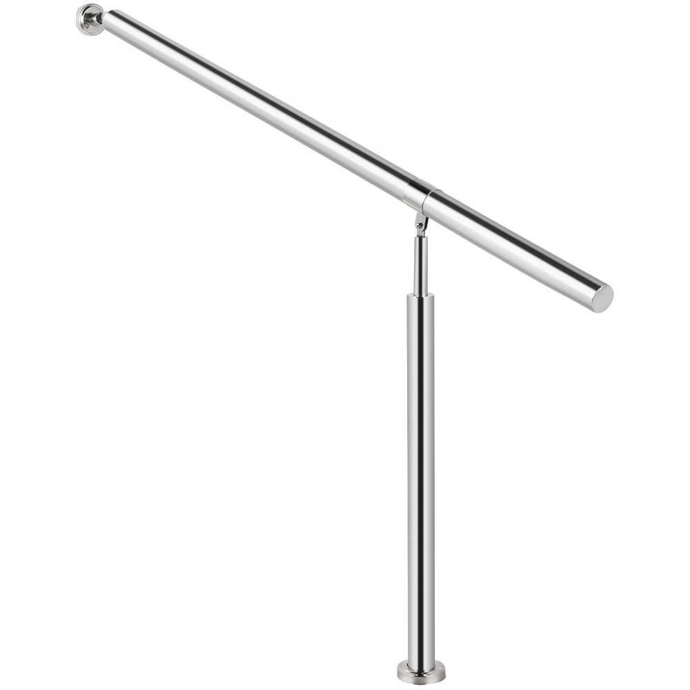 VEVOR Pasamanos de escalera de acero inoxidable 304, 3-4 escalones para interiores y exteriores, pasamanos de metal ajustables para escalones, 59 x 35,4 pulgadas, plateado