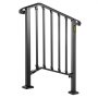 Pasamanos de exterior VEVOR en metal negro, con barras verticales y soportes de base resistentes.