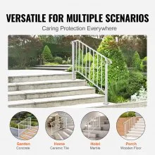 VEVOR Fit 3 o 4 escalones para escaleras al aire libre, pasamanos para escalones al aire libre, Picket#3 pasamanos de hierro forjado, barandilla de porche flexible, pasamanos de transición blancos para escalones de hormigón o escaleras de madera