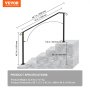 Pasamanos VEVOR para escaleras exteriores con dimensiones y especificaciones mostradas.