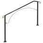 Pasamanos VEVOR para escaleras de exterior en metal negro con parte superior curvada y estructura de soporte.