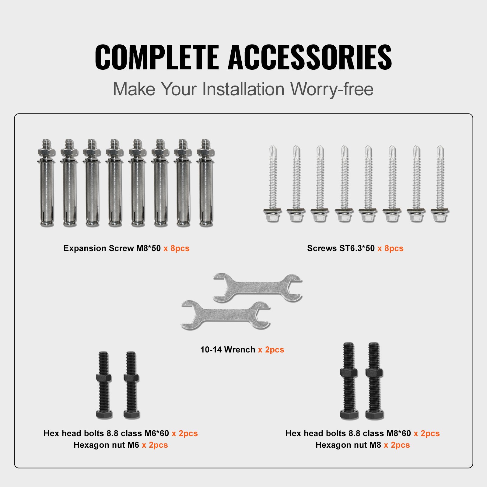 Accesorios completos para pasamanos VEVOR para escaleras exteriores con tornillos, llaves y pernos.
