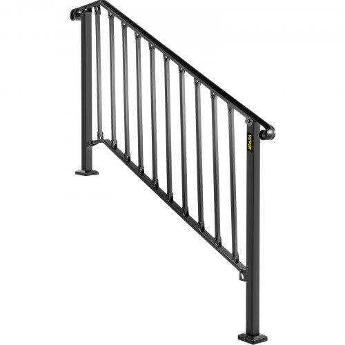 Pasamanos VEVOR para escalones al aire libre, se ajustan a barandilla de escalera al aire libre de 4 o 5 escalones, pasamanos de hierro forjado Picket#4, barandilla de porche flexible, pasamanos de transición negros para escalones de hormigón o escaleras de madera