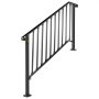 Pasamanos VEVOR negros robustos para escaleras exteriores con barandillas verticales.