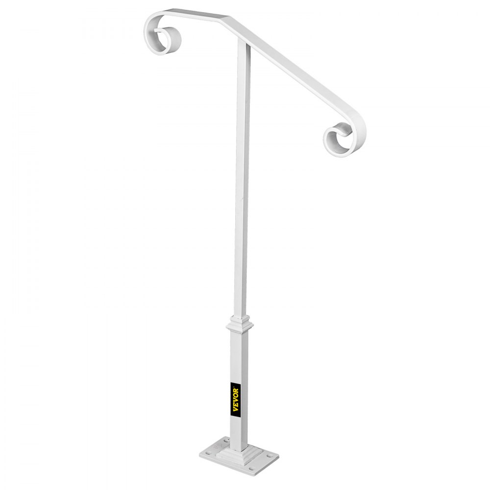 Barandilla de poste único VEVOR, de hierro forjado blanco, con soportes para escalones. Se adapta a 1 o 2 escalones. Barandilla de poste único.