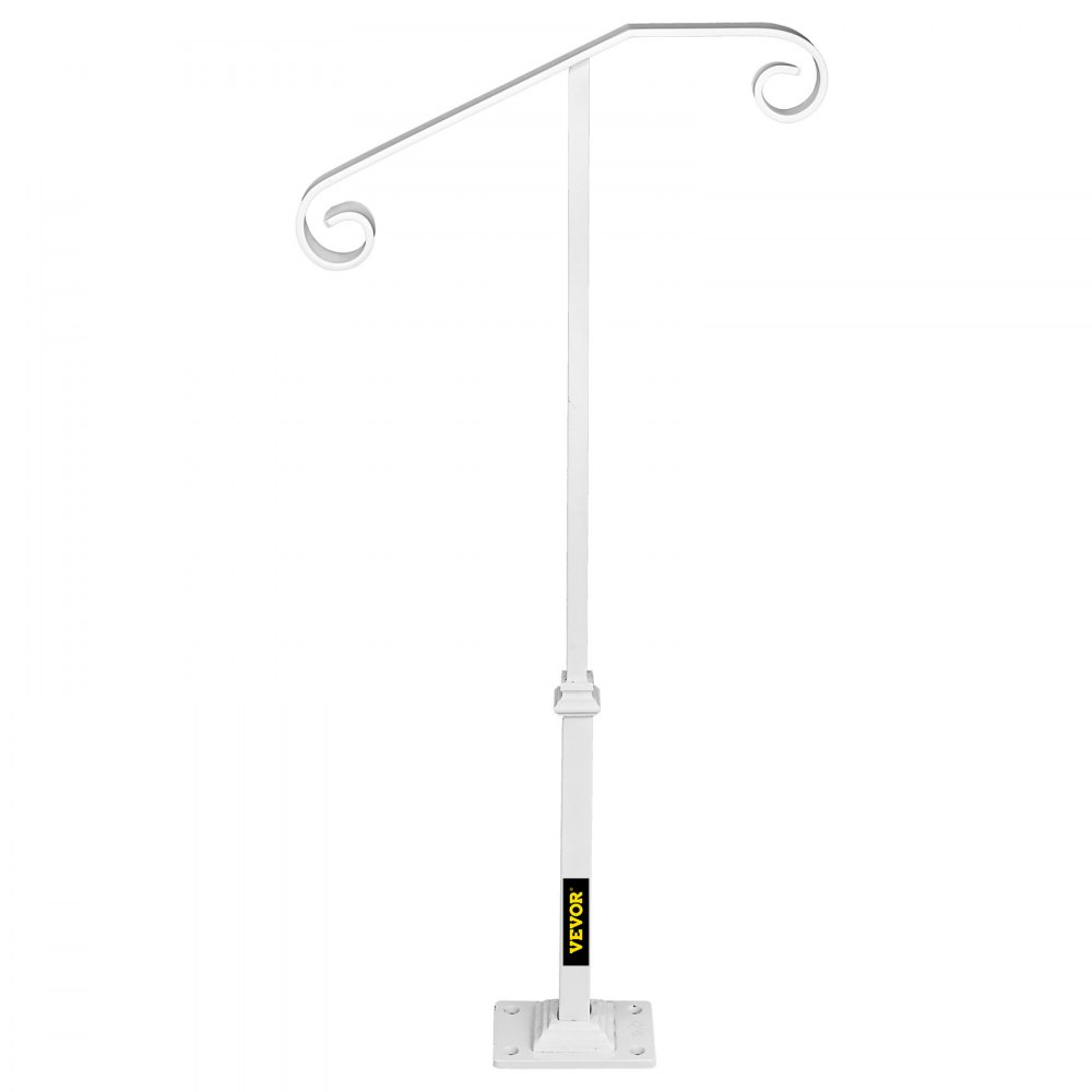 Barandilla de poste único VEVOR, de hierro forjado blanco, con soportes para escalones. Se adapta a 1 o 2 escalones. Barandilla de poste único.