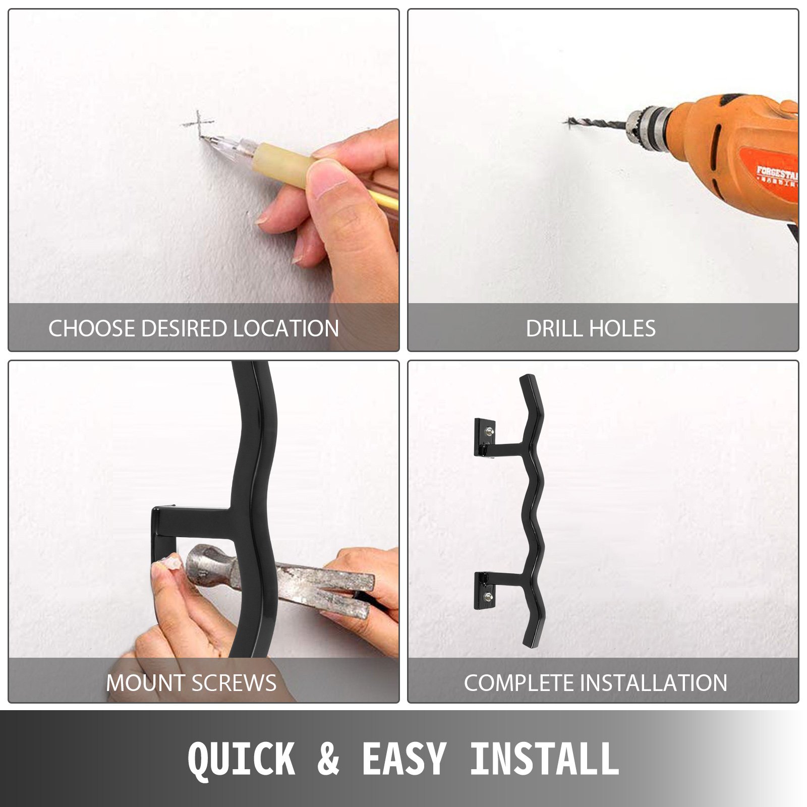 Pasamanos de hierro forjado VEVOR para pared, color negro