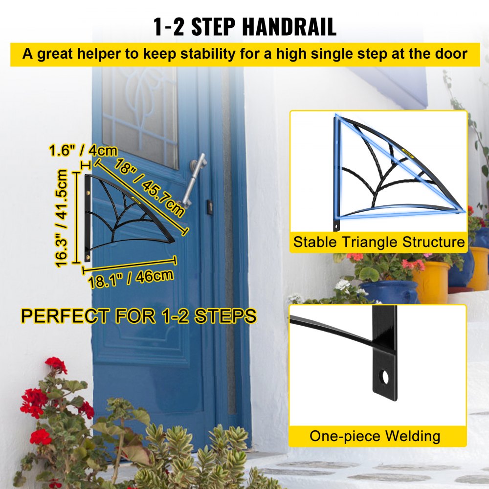 Pasamanos de hierro forjado VEVOR para pared, color negro