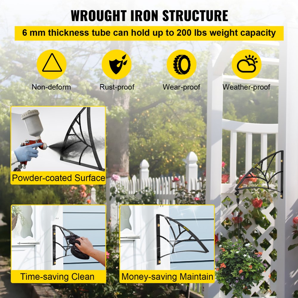 Pasamanos de hierro forjado VEVOR para pared, color negro