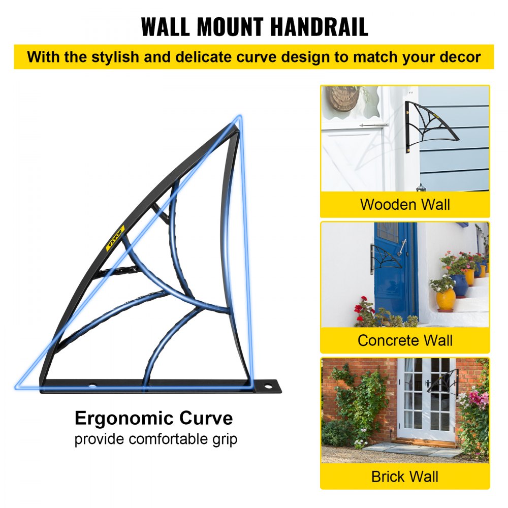 Pasamanos de hierro forjado VEVOR para pared, color negro