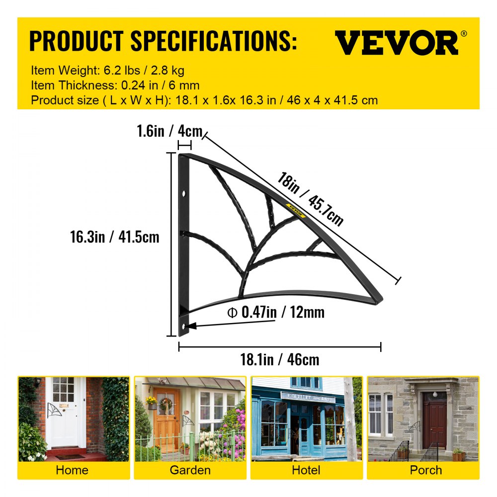 Pasamanos de hierro forjado VEVOR para pared, color negro