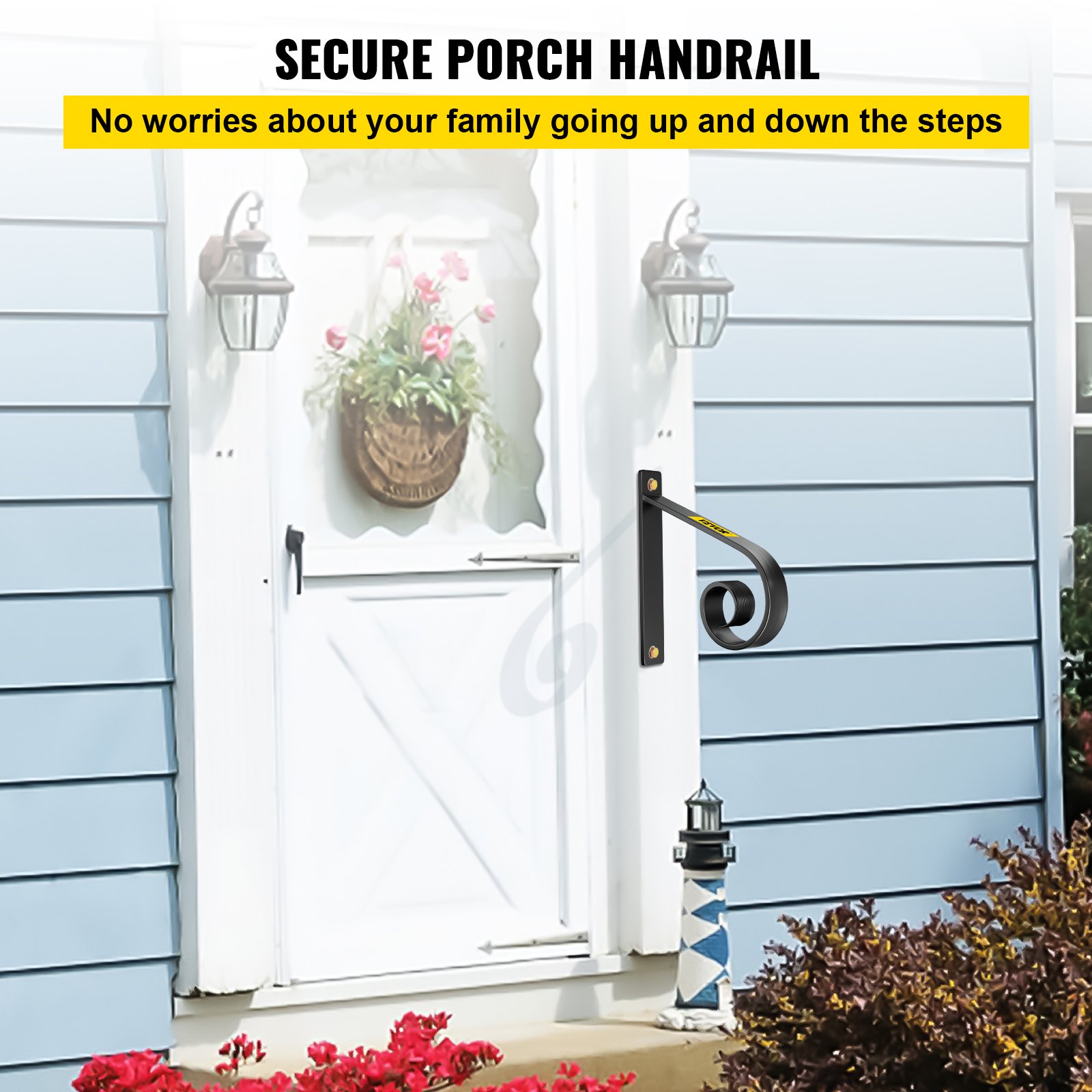 Pasamanos de hierro forjado VEVOR para pared, color negro