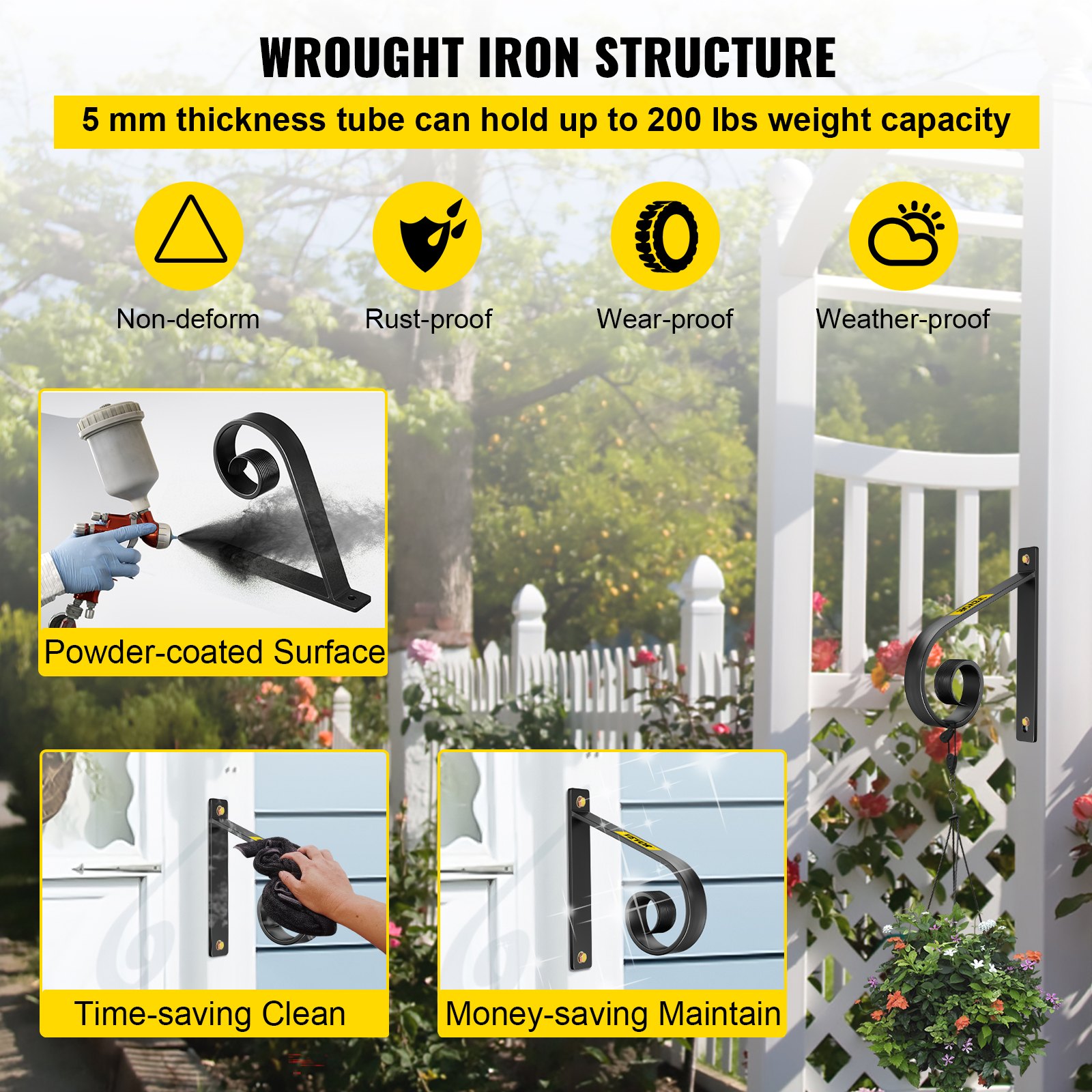 Pasamanos de hierro forjado VEVOR para pared, color negro