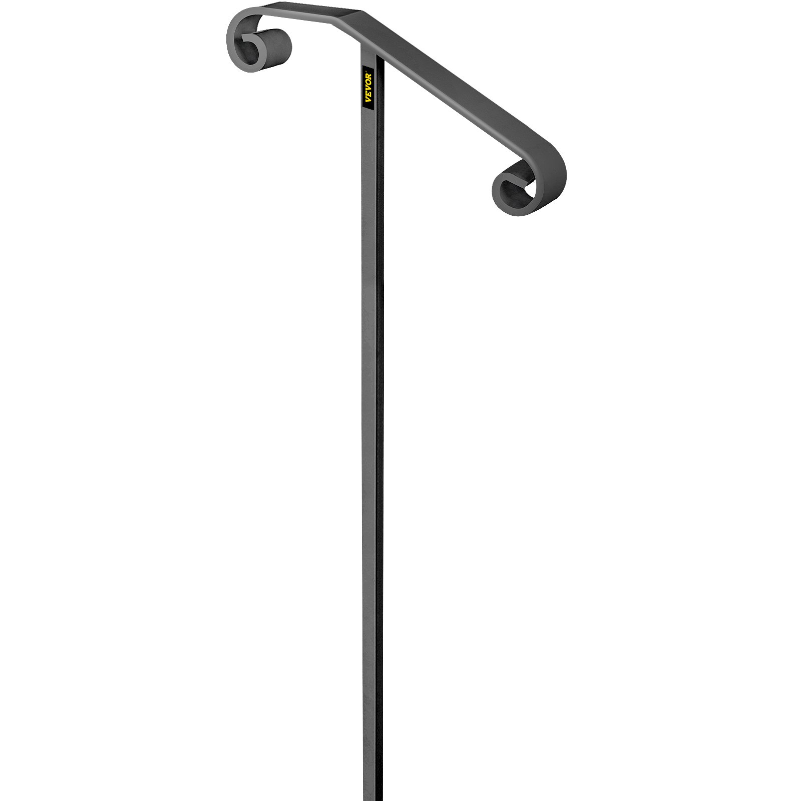 Barandilla de poste único VEVOR de hierro forjado para montaje en poste, soportes de agarre para escalones empotrados en el suelo, poste largo, apto para 1 o 2 escalones, barandilla de poste único (gris).