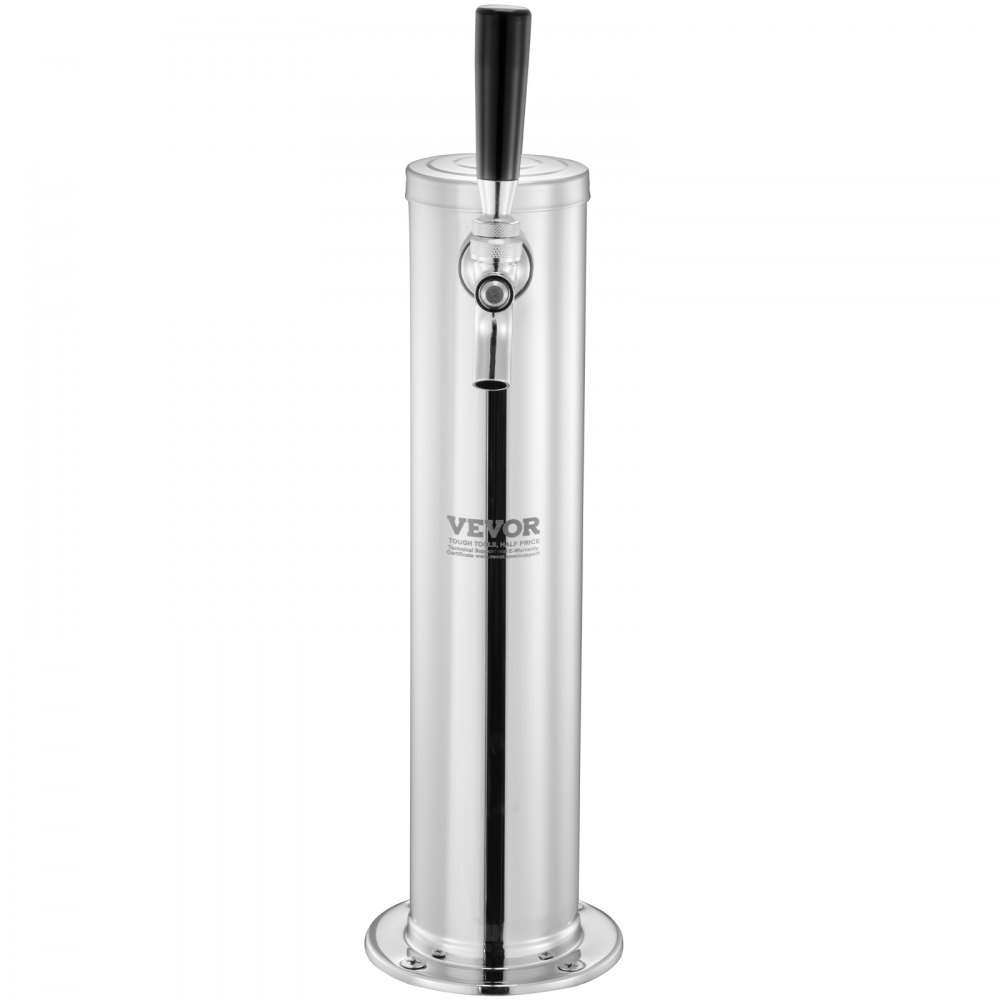 Kit de torre de barril VEVOR, kit de conversión de cerveza de un solo grifo, dispensador de cerveza de barril de acero inoxidable con regulador CGA320 de doble calibre y acoplador de barril D-System, resorte de cierre automático para fiestas, bares y hogares.